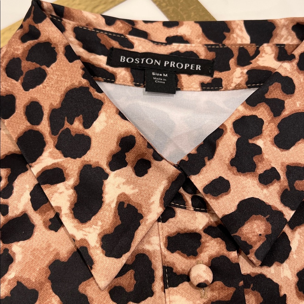Boston Proper Animal Print Button Down Shirt - Picture 3 of 5